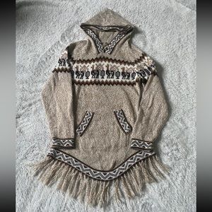 Peruvian Rasta Alpaca Ethnic Native American Wool Sweater Hoodie Made in Peru